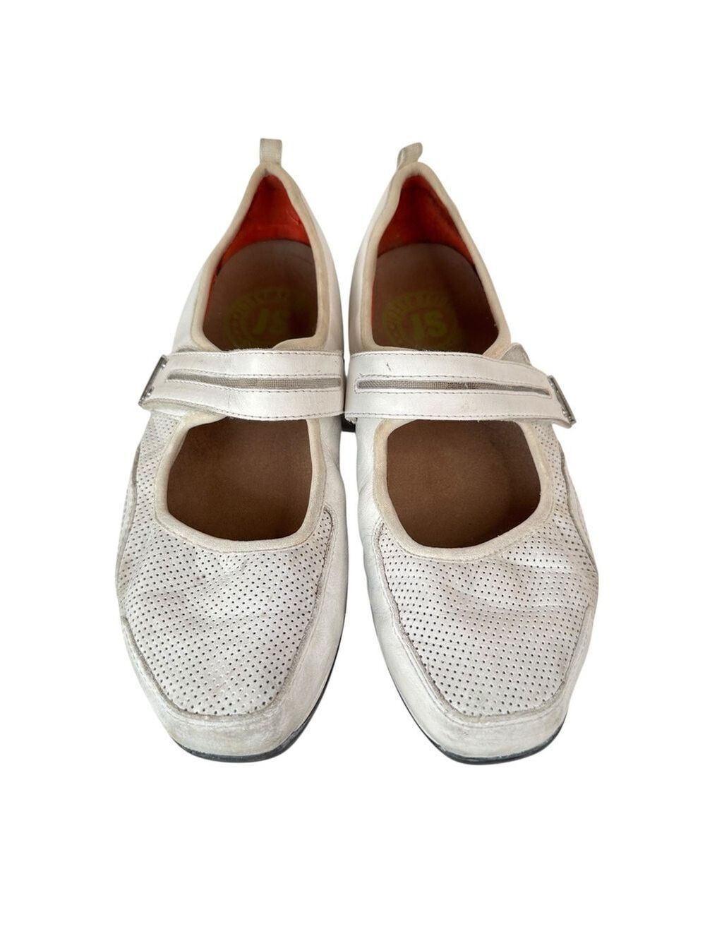 Aetrex Leather Mary Jane Walking Shoes Size 7 White Slip On Comfortcore Casual